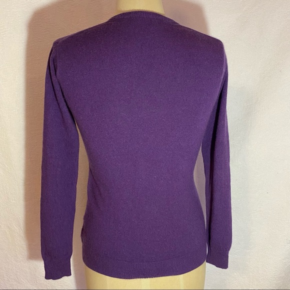 Pure cashmere XS high vneck long lean sweater purple melange. EUC - Picture 3 of 4